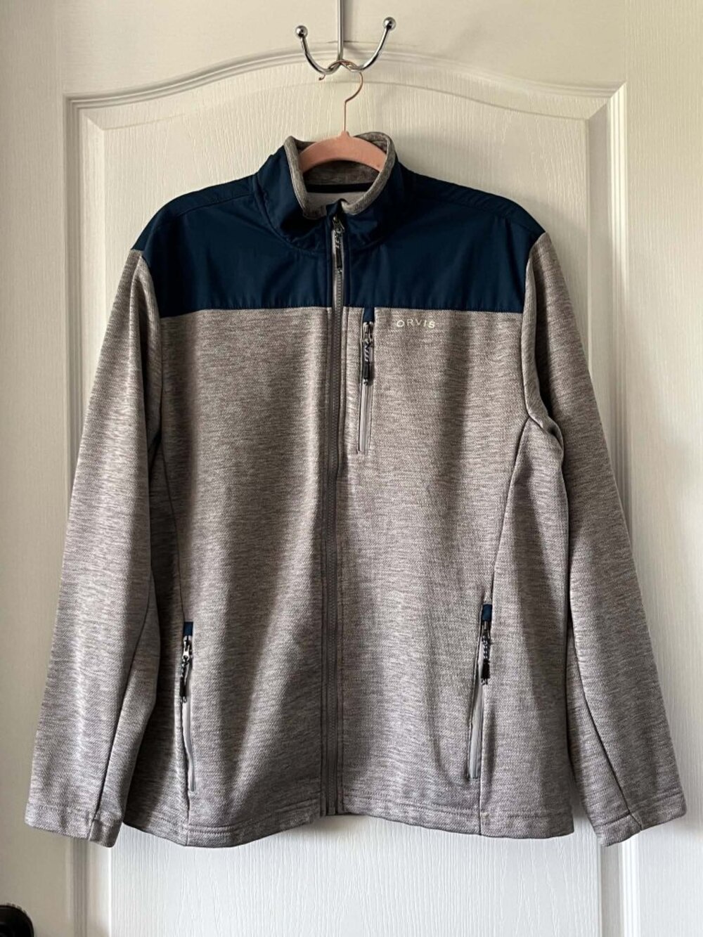 Orvis Full Zip Fleece Jacket Men's size Medium/Blue and Gray